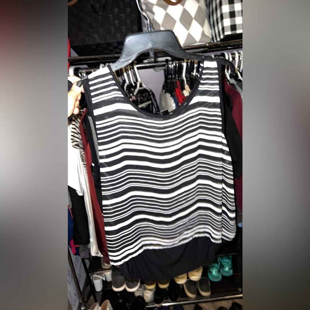 Cropped striped sleeveless top